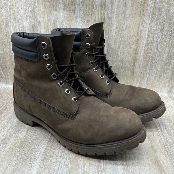 Timberland Mens 12 Brown Nubuck Leather Waterproof Work Boots Style - Picture 1 of 8